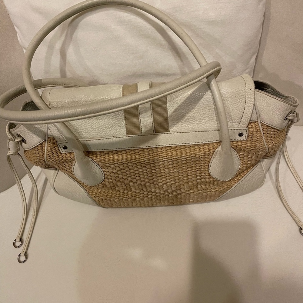 Authentic Prada White Leather Satchel Tote Bag. Pre-owned